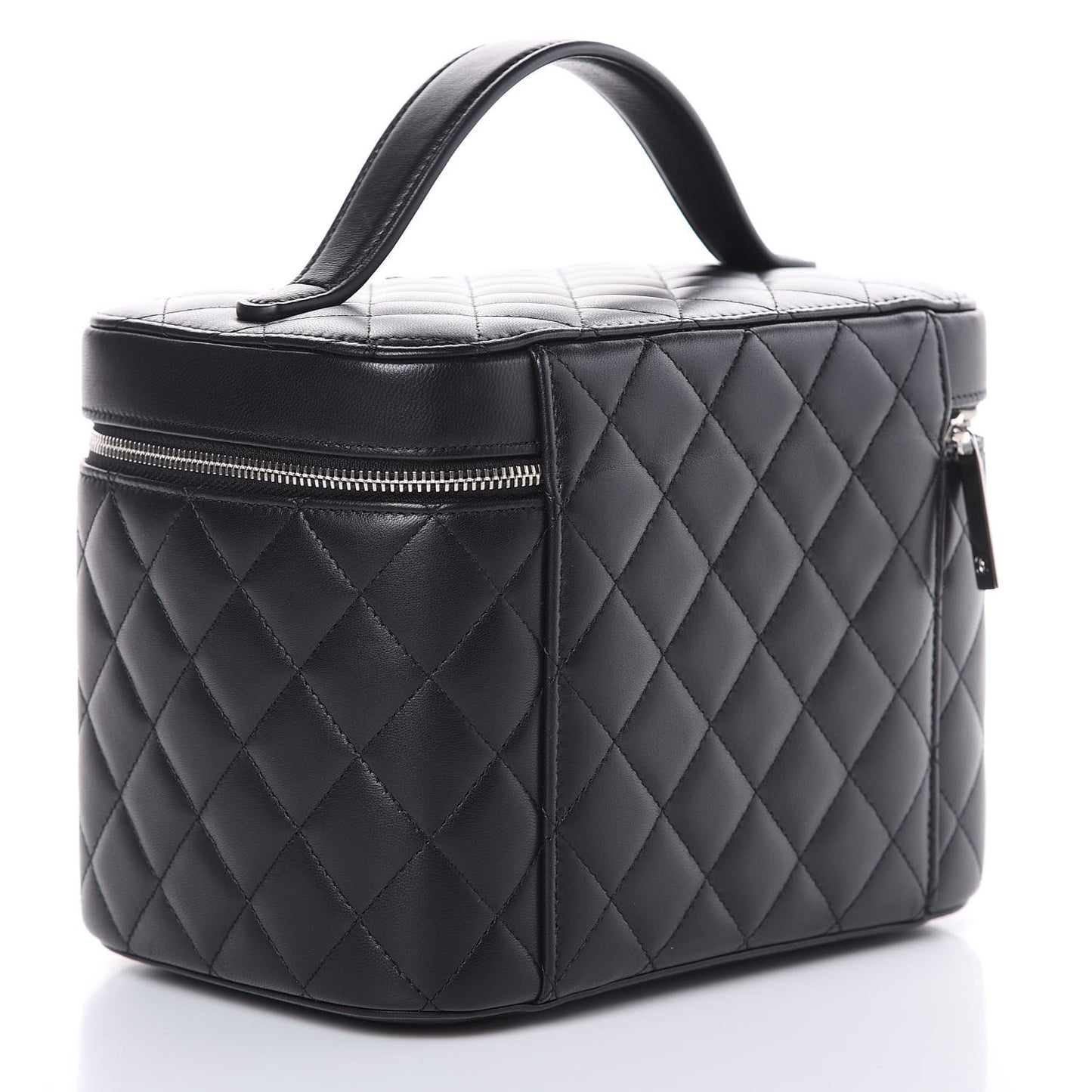 Lambskin Quilted Large Vanity Pouch Black