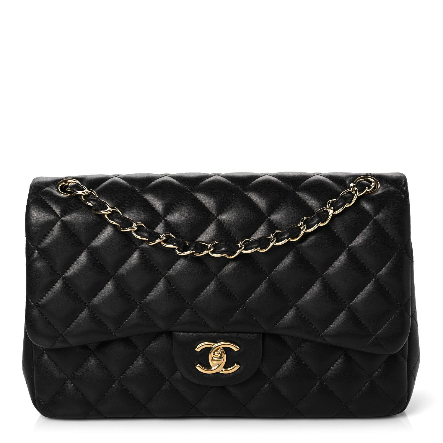 Chanel Lambskin Quilted Jumbo Double Flap Black 1 of 10