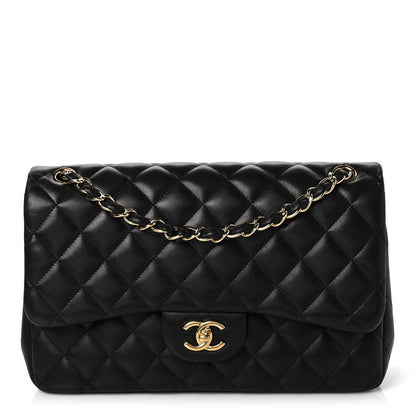 Chanel Lambskin Quilted Jumbo Double Flap Black 1 of 10