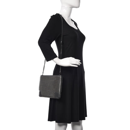 Christian Louboutin Calfskin Spikes Loubiposh Chain Clutch Anthracite Gun Metal 2 of 11