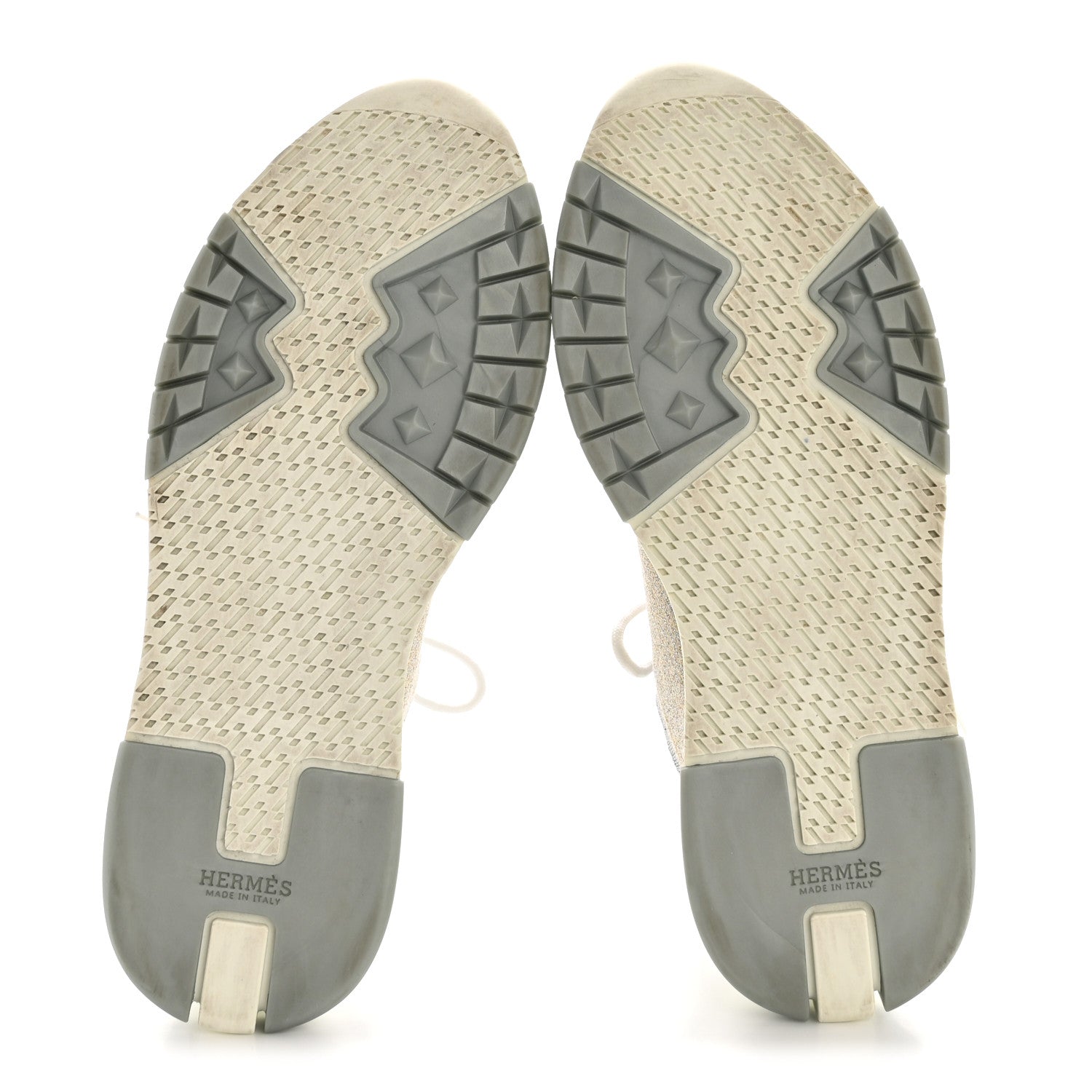 Hermes Metallic Knit Calfskin Suede Goatskin Bi-Color Womens Addict Sneakers 40 Multicolor Gris Argent 6 of 13