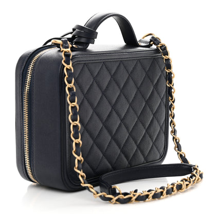 Chanel Caviar Quilted Medium CC Filigree Vanity Case Navy 3 of 11
