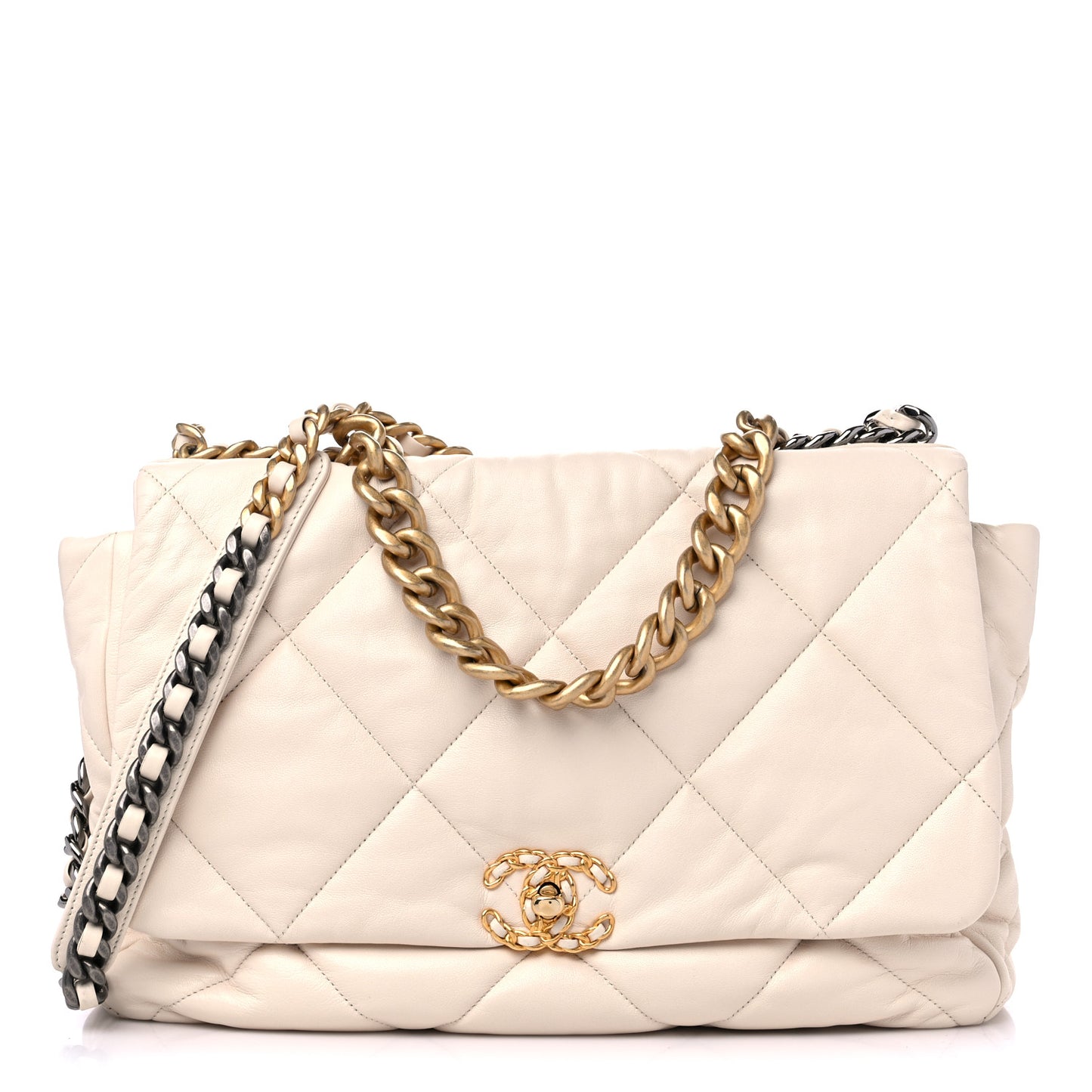 Lambskin Quilted Maxi Chanel 19 Flap Ivory