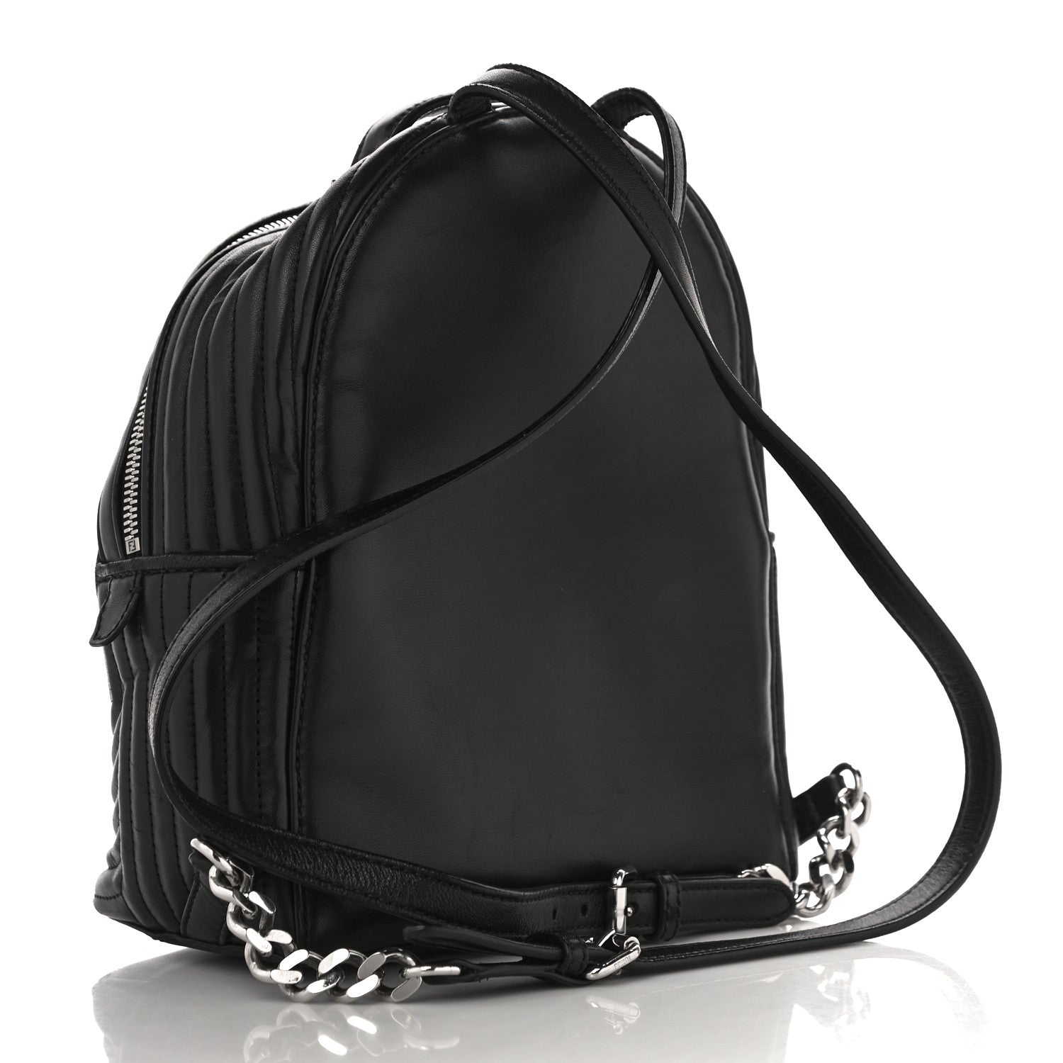 Fendi Shiny Nappa Trapuntata Mini Backpack Black 3 of 9