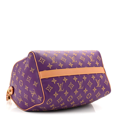 Louis Vuitton Calfskin Embroidered Monogram Speedy P9 Bandouliere 30 Golden Lotus Purple 8 of 21