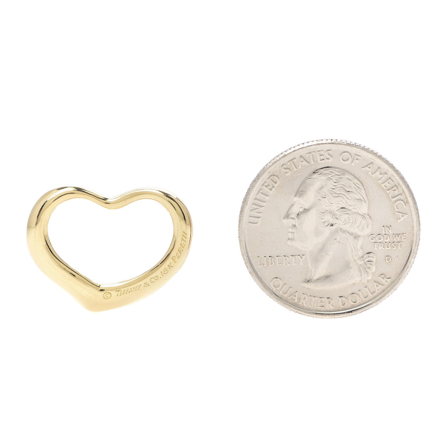 Tiffany 18K Yellow Gold 22mm Elsa Peretti Open Heart Pendant 2 of 3