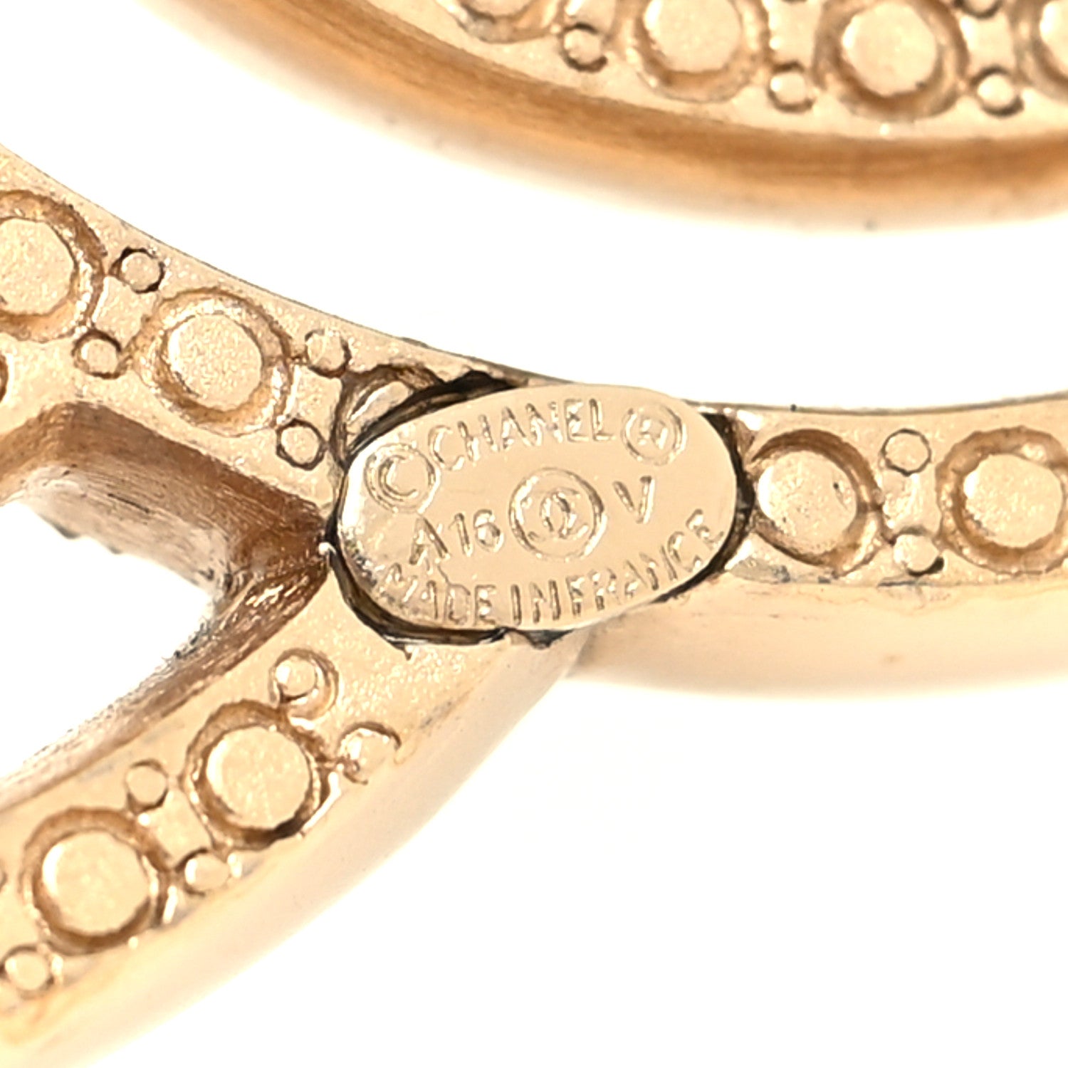 Chanel Metal Crystal CC Brooch Light Gold 4 of 4