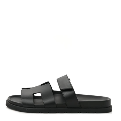 Hermes Calfskin Womens Chypre Sandals 40.5 Black 1 of 10
