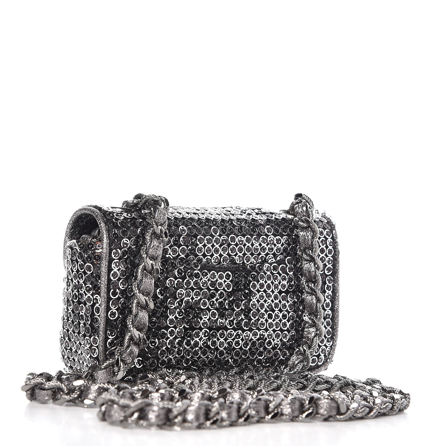 Chanel Sequin Micro Flap Dark Silver 3 of 9
