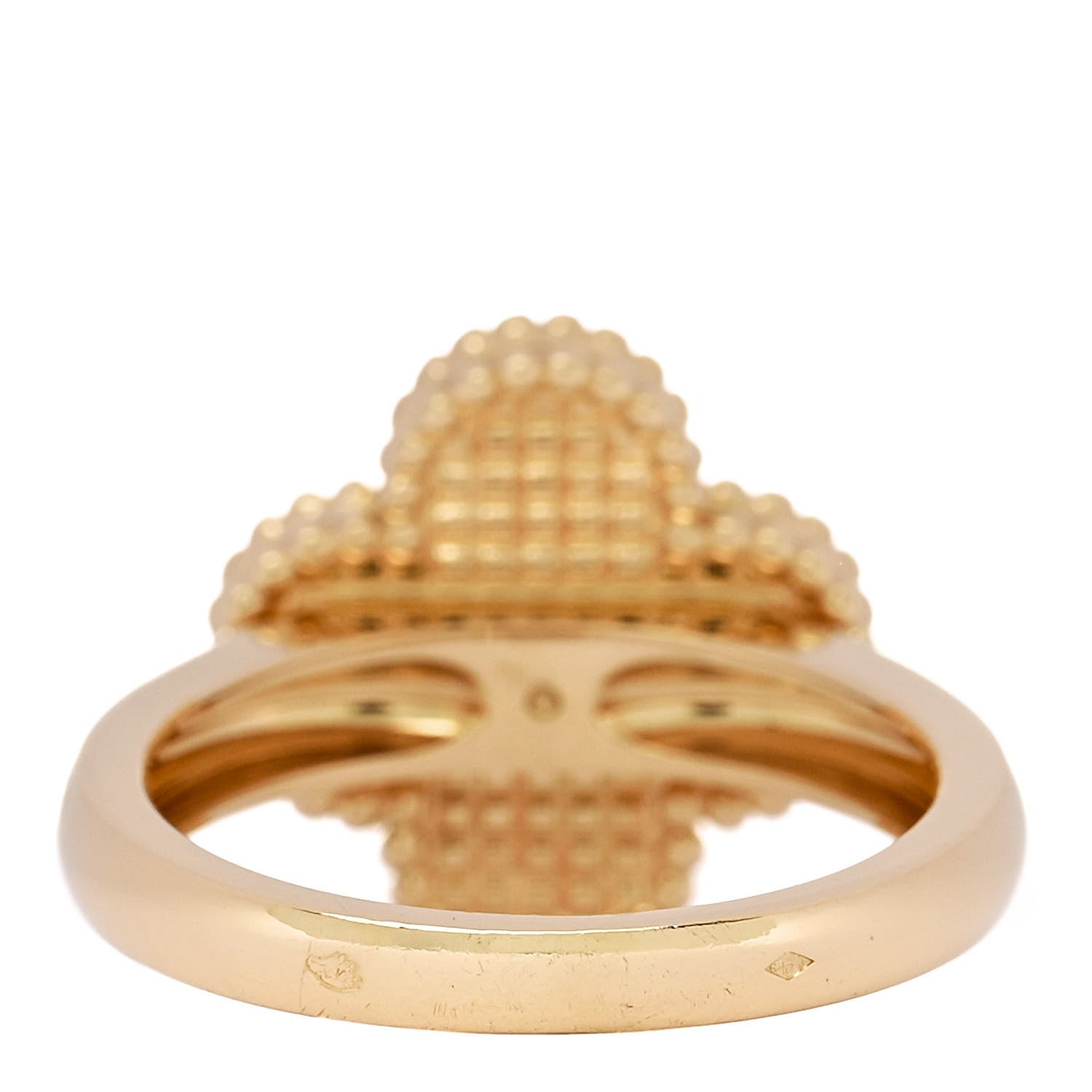 Van Cleef & Arpels 18K Yellow Gold Guilloche Vintage Alhambra Ring 53 6.5 4 of 6