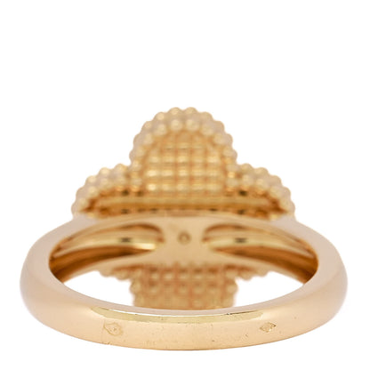 Van Cleef & Arpels 18K Yellow Gold Guilloche Vintage Alhambra Ring 53 6.5 4 of 6