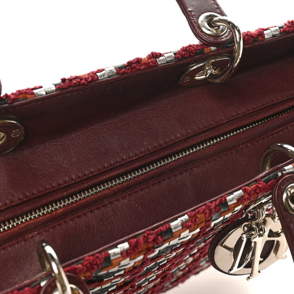 Christian Dior Lambskin Woven Tweed Large Lady Dior Red Multicolor 12 of 12