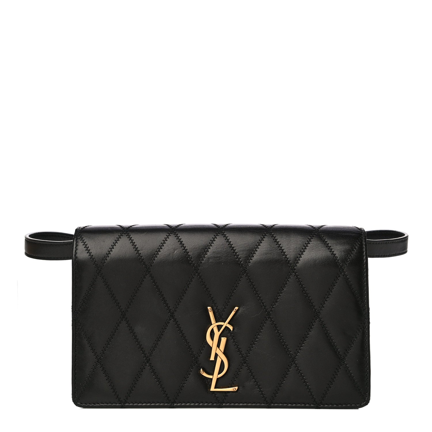 Saint Laurent Lambskin Diamond Quilted Monogram Angie Chain Bag Black 1 of 31