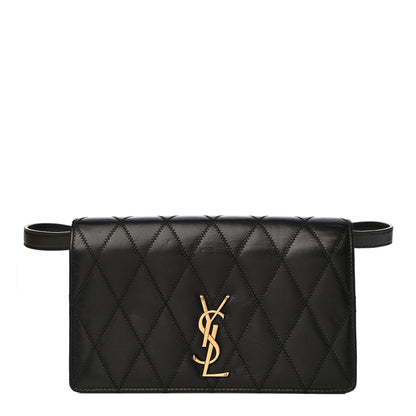 Saint Laurent Lambskin Diamond Quilted Monogram Angie Chain Bag Black 1 of 31