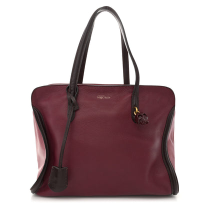 Alexander McQueen Pebbled Calfskin Small Skull Padlock Zip Around Tote Dark Pink 1 of 19