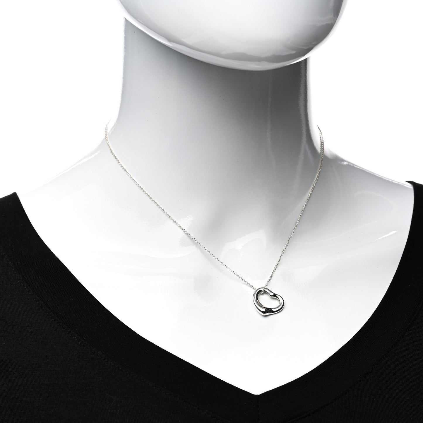 Sterling Silver 16mm Elsa Peretti Open Heart Pendant Necklace