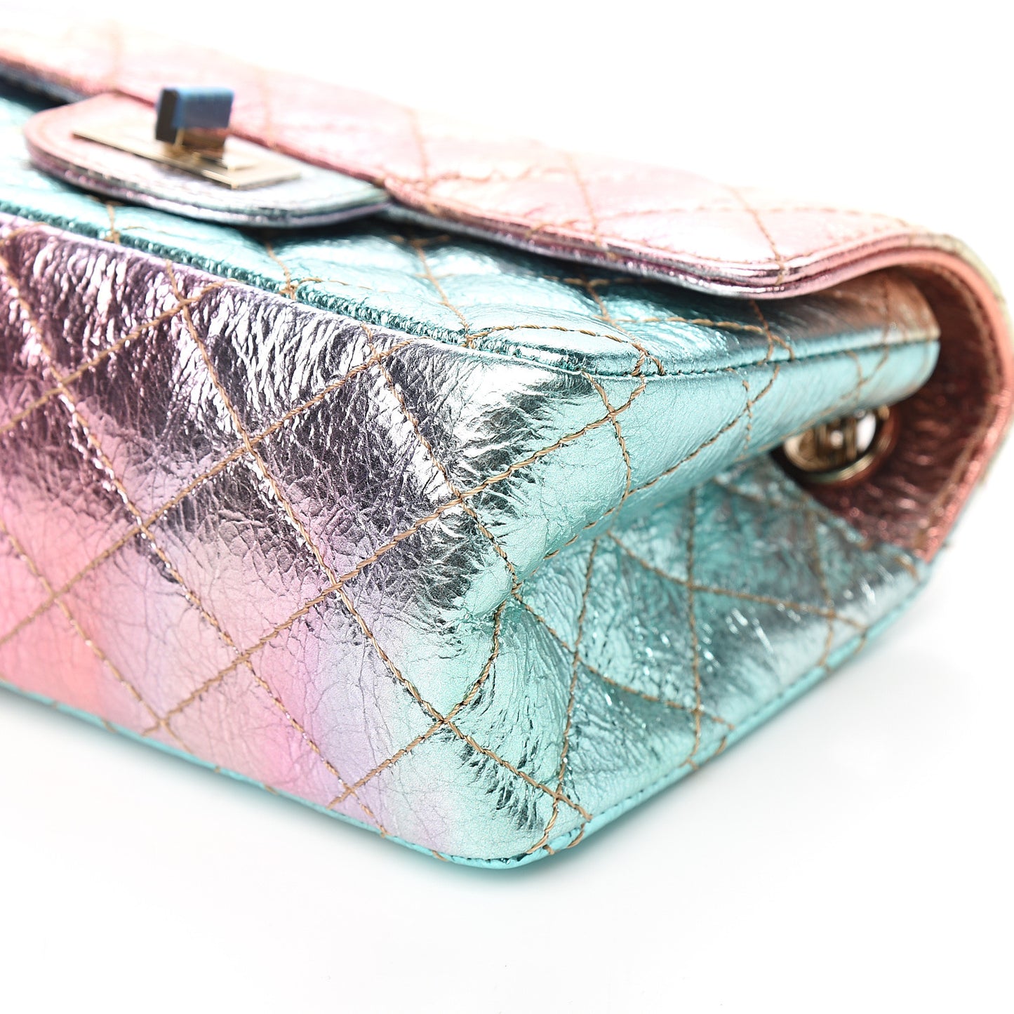 Metallic Goatskin Quilted Mini 2.55 Reissue Flap Multicolor