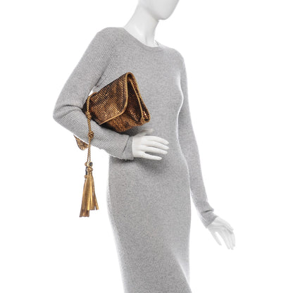 Gucci Metallic Python Malika Clutch Gold 2 of 7