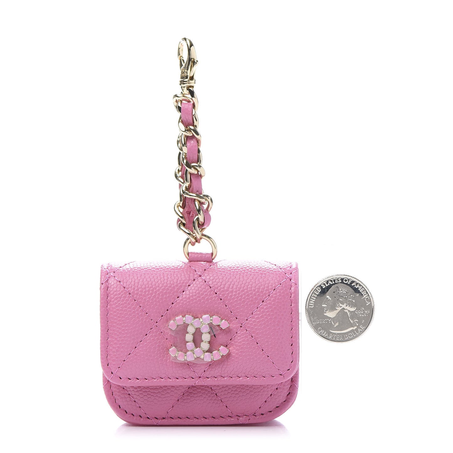 Caviar Quilted Crystal CC Airpods Pro Case Pink