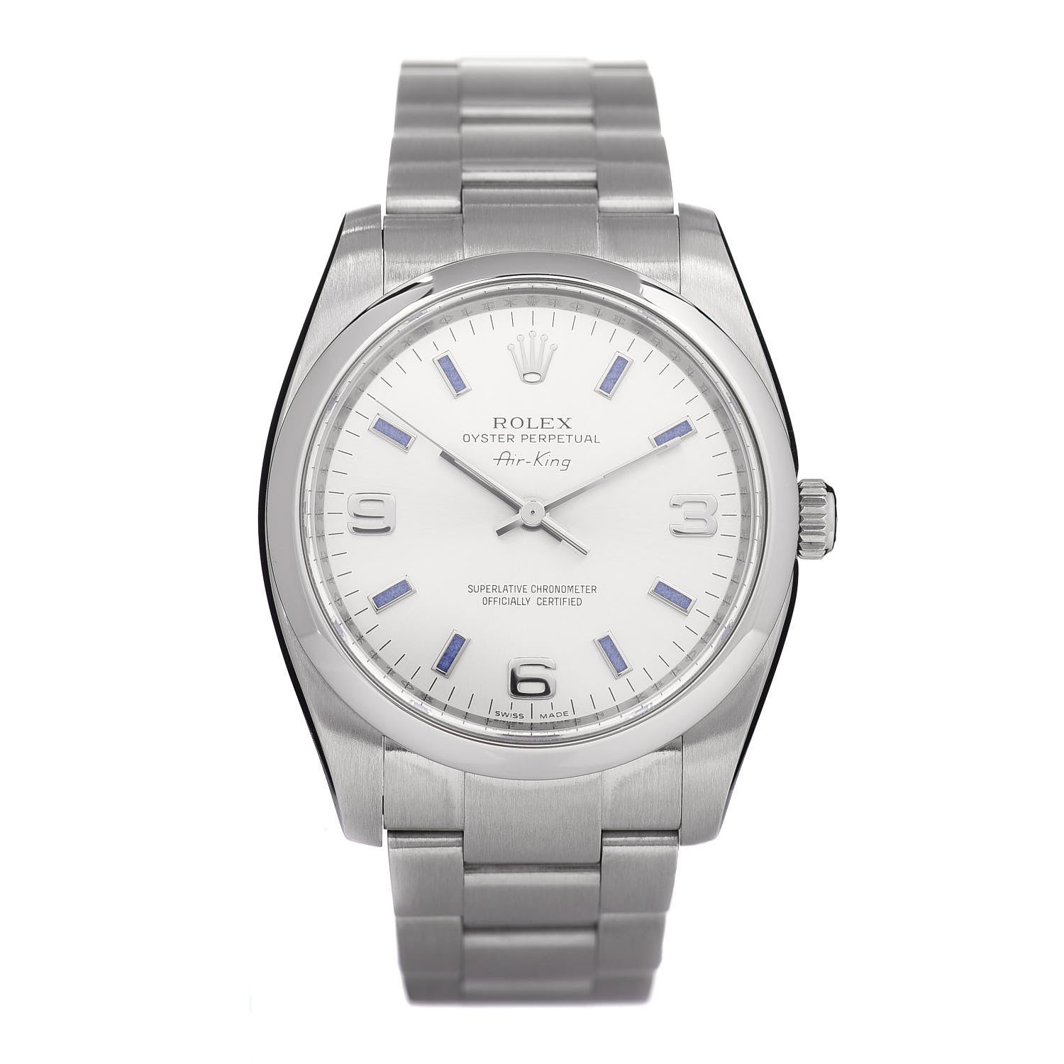 Rolex Stainless Steel 34mm Oyster Perpetual Air-King Watch Blue Index 114200 1 of 4