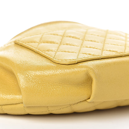 Chanel Crumpled Glazed Lambskin Quilted Waist Bag Fanny Pack Yellow 10 of 12