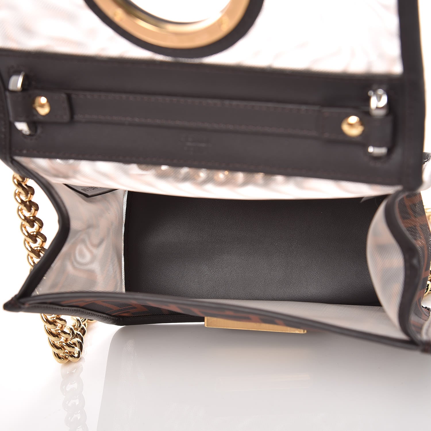 Fendi Mesh Vitello Century F is Fendi FF 1974 Small Kan I Shoulder Bag Marrone Black Ebano 5 of 10