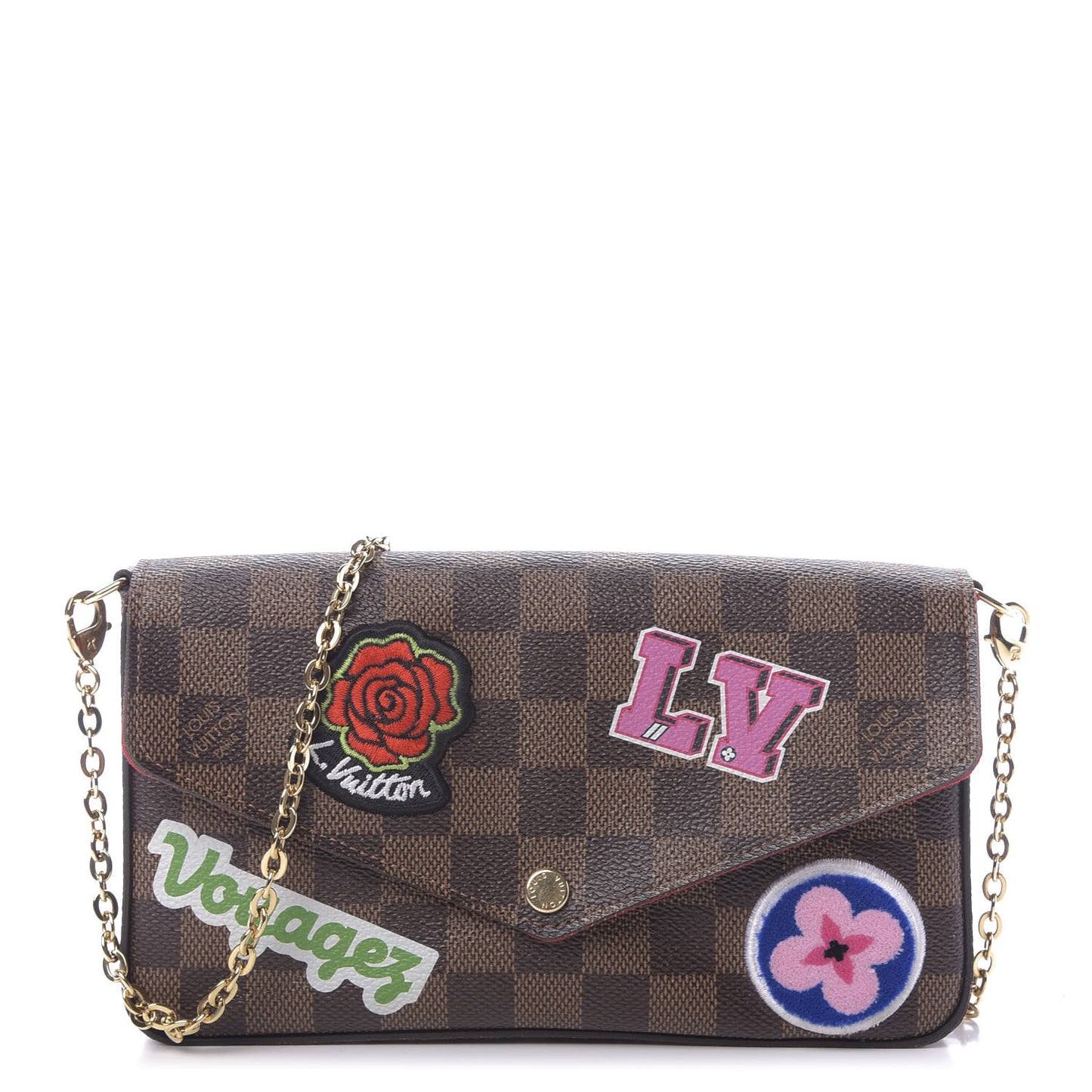 Damier Ebene My LV World Tour Pochette Felicie Chain Wallet Coquelicot