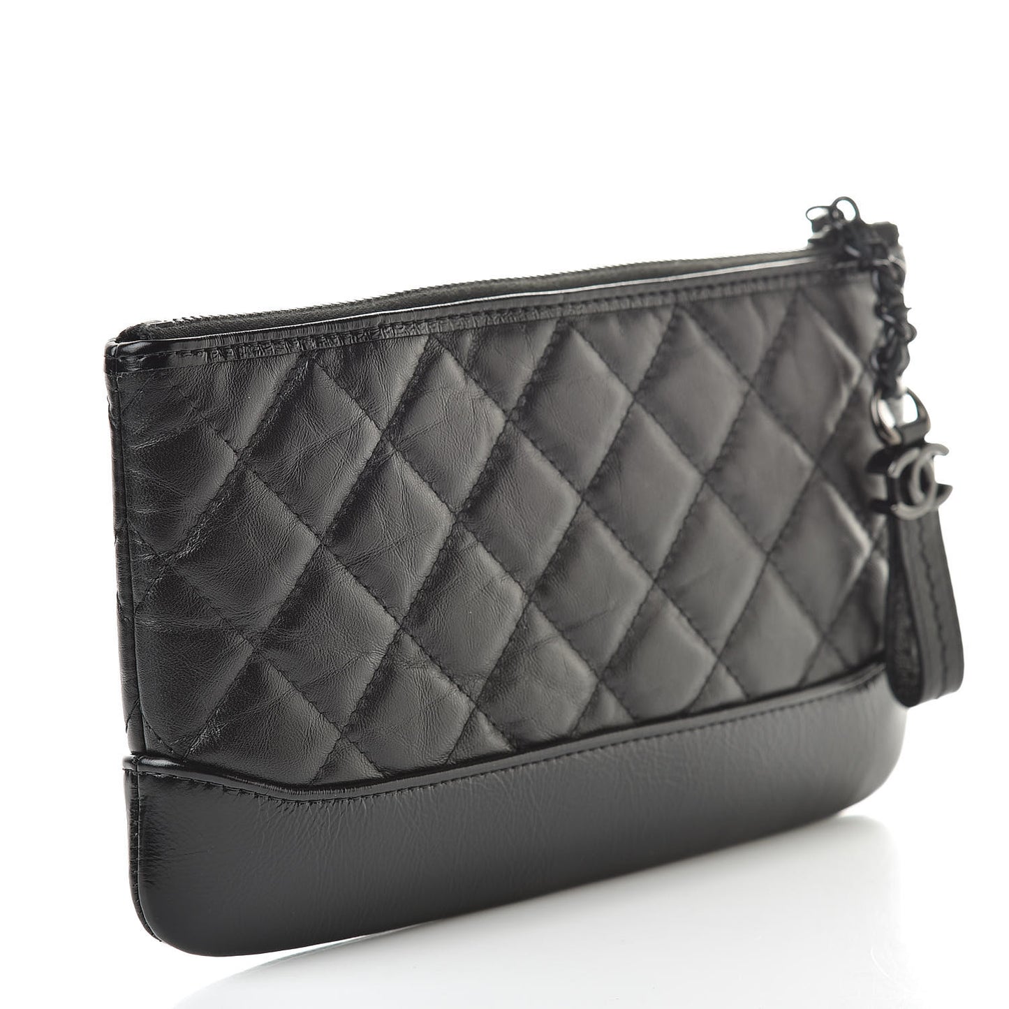 Aged Calfskin Quilted Small Gabrielle Pouch So Black