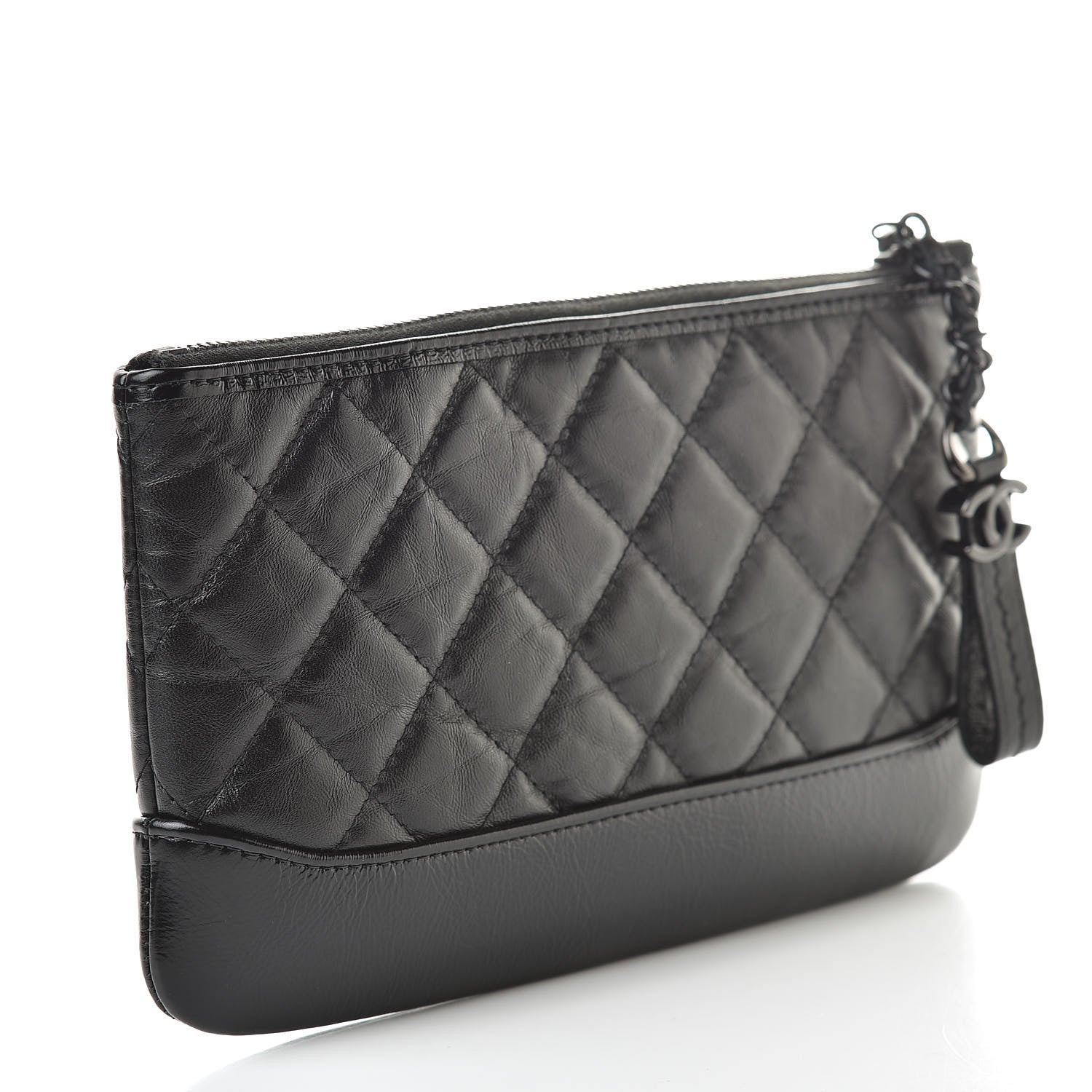 Chanel Aged Calfskin Quilted Small Gabrielle Pouch So Black 3 of 8
