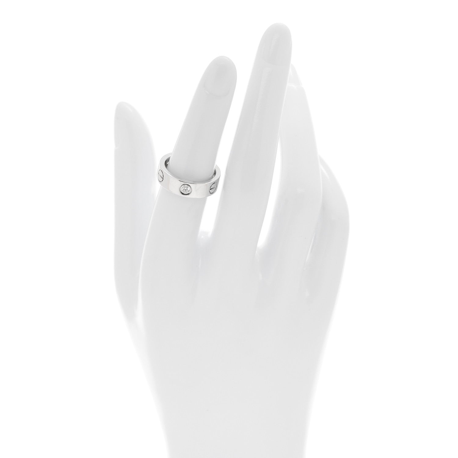 Cartier 18K White Gold 3 Diamond 5.5mm LOVE Ring 51 5.75 2 of 6