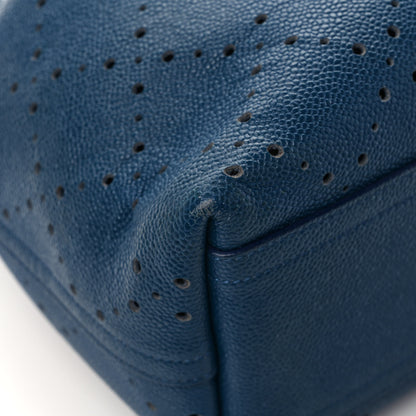 Chanel Caviar Perforated Large Drawstring CC Bag Blue 10 of 11