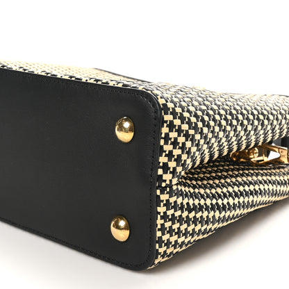 Louis Vuitton Raffia Calfskin Capucines MM Black Ecru 9 of 9