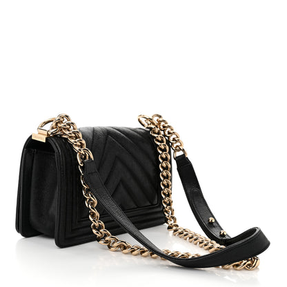 Chanel Caviar Chevron Quilted Small Boy Flap Black 3 of 10