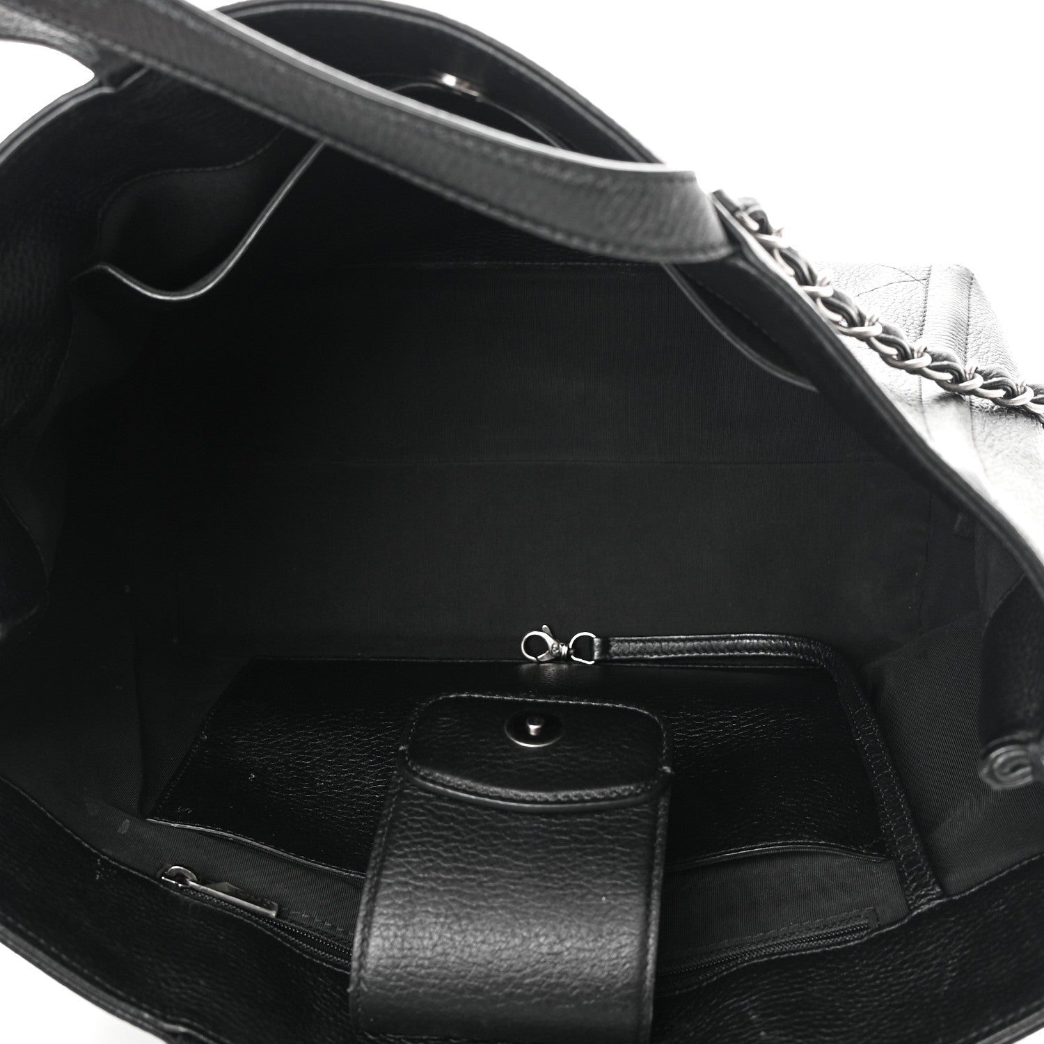 Chanel Deerskin Stitched Medium CC Shopping Tote Black 5 of 16