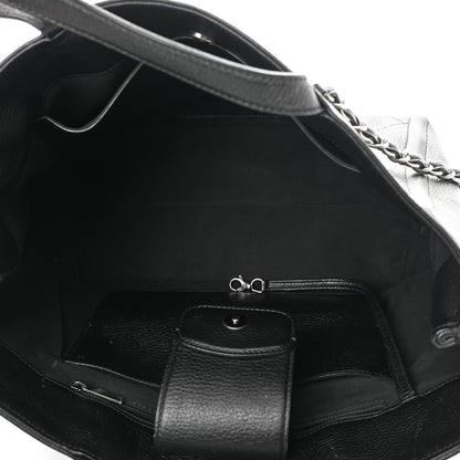 Chanel Deerskin Stitched Medium CC Shopping Tote Black 5 of 16
