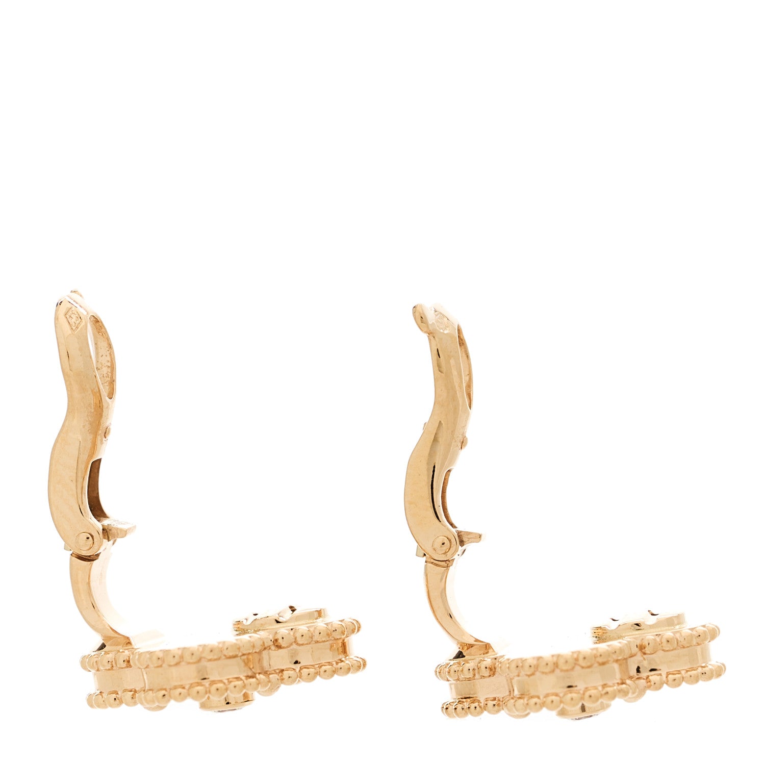 Van Cleef & Arpels 18K Rose Gold Diamond Black Onyx Vintage Alhambra Earrings 3 of 5