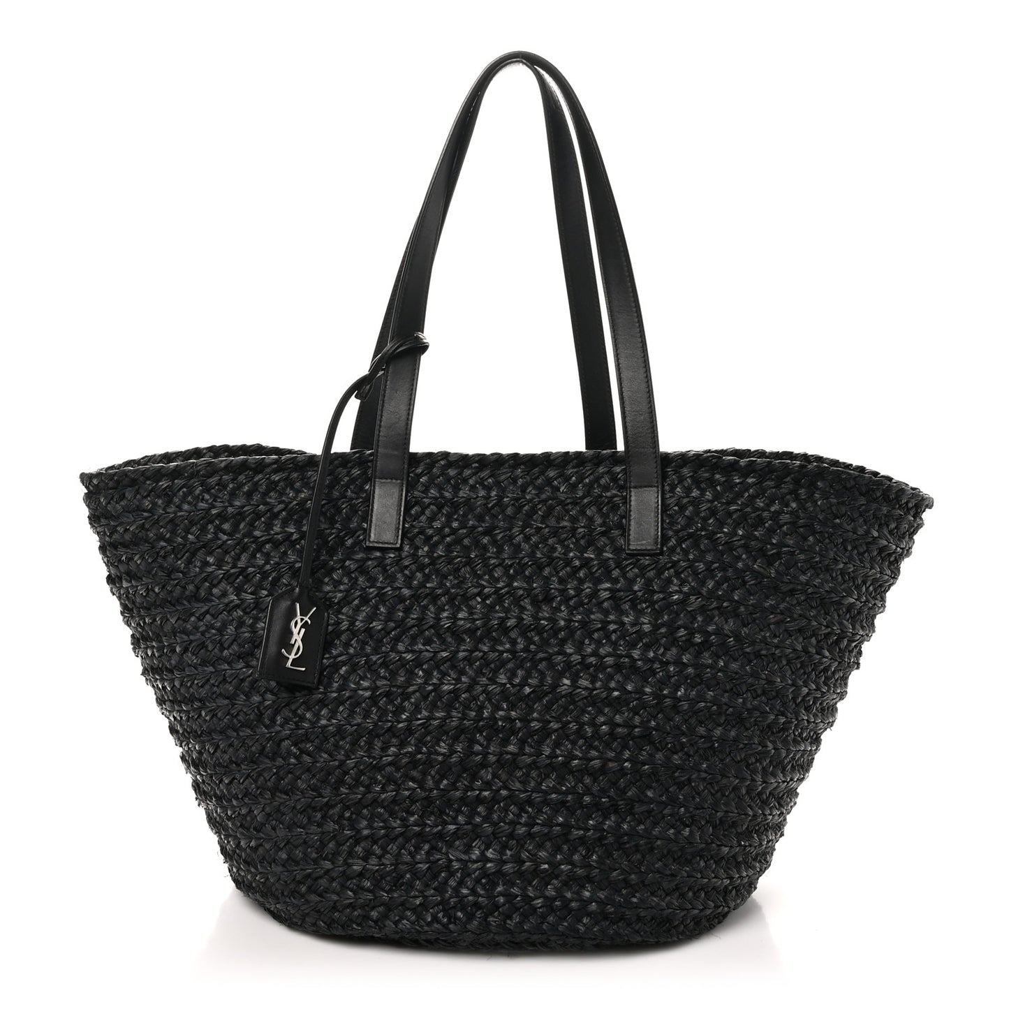 Raffia Medium Panier Bag Black