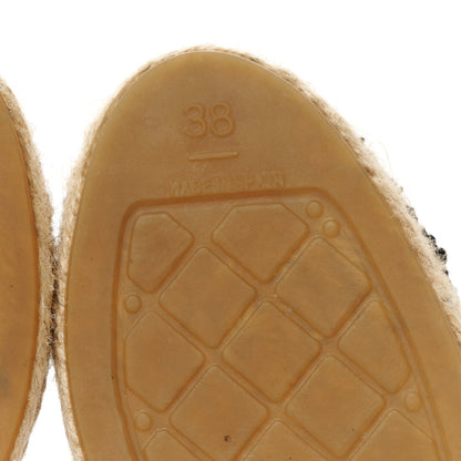 Chanel Cotton Tweed CC Espadrilles 38 Blue Ecru Black 9 of 11
