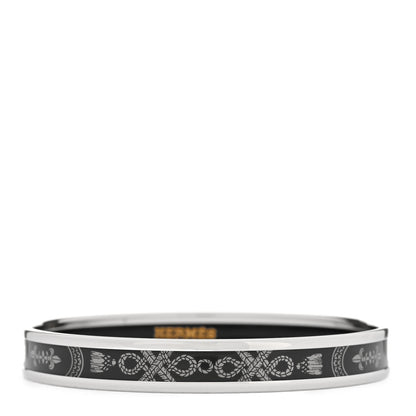 Hermes Enamel Printed Narrow Grand Apparat Bracelet Black 1 of 6