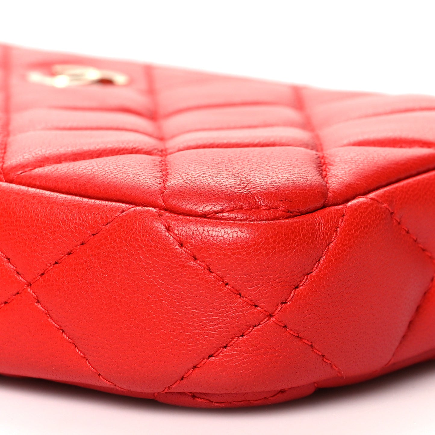 Lambskin Quilted Small Clutch With Chain Red