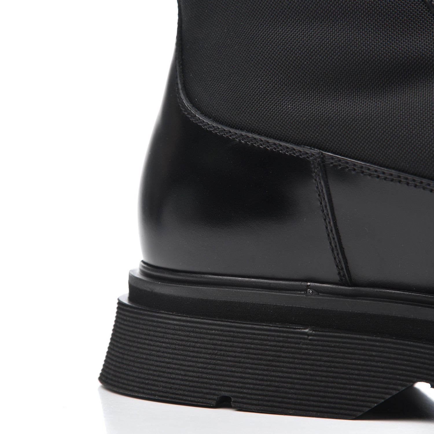 Prada Spazzolato Roi Technical Nylon Metal Triangle Logo Mens Pouch Pocket Combat Boots 9.5 Black 11 of 16
