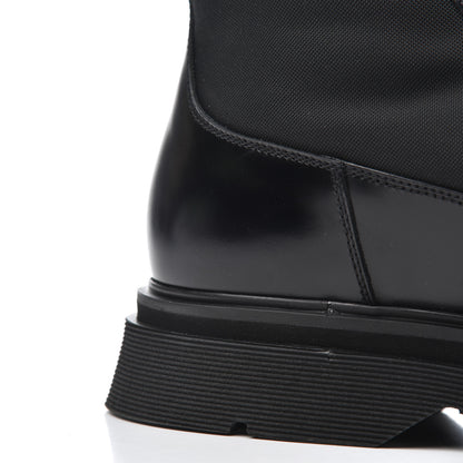 Prada Spazzolato Roi Technical Nylon Metal Triangle Logo Mens Pouch Pocket Combat Boots 9.5 Black 11 of 16