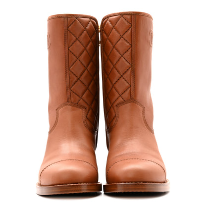 Chanel Calfskin CC Logo Mid Calf Boots 39 Brown 3 of 14