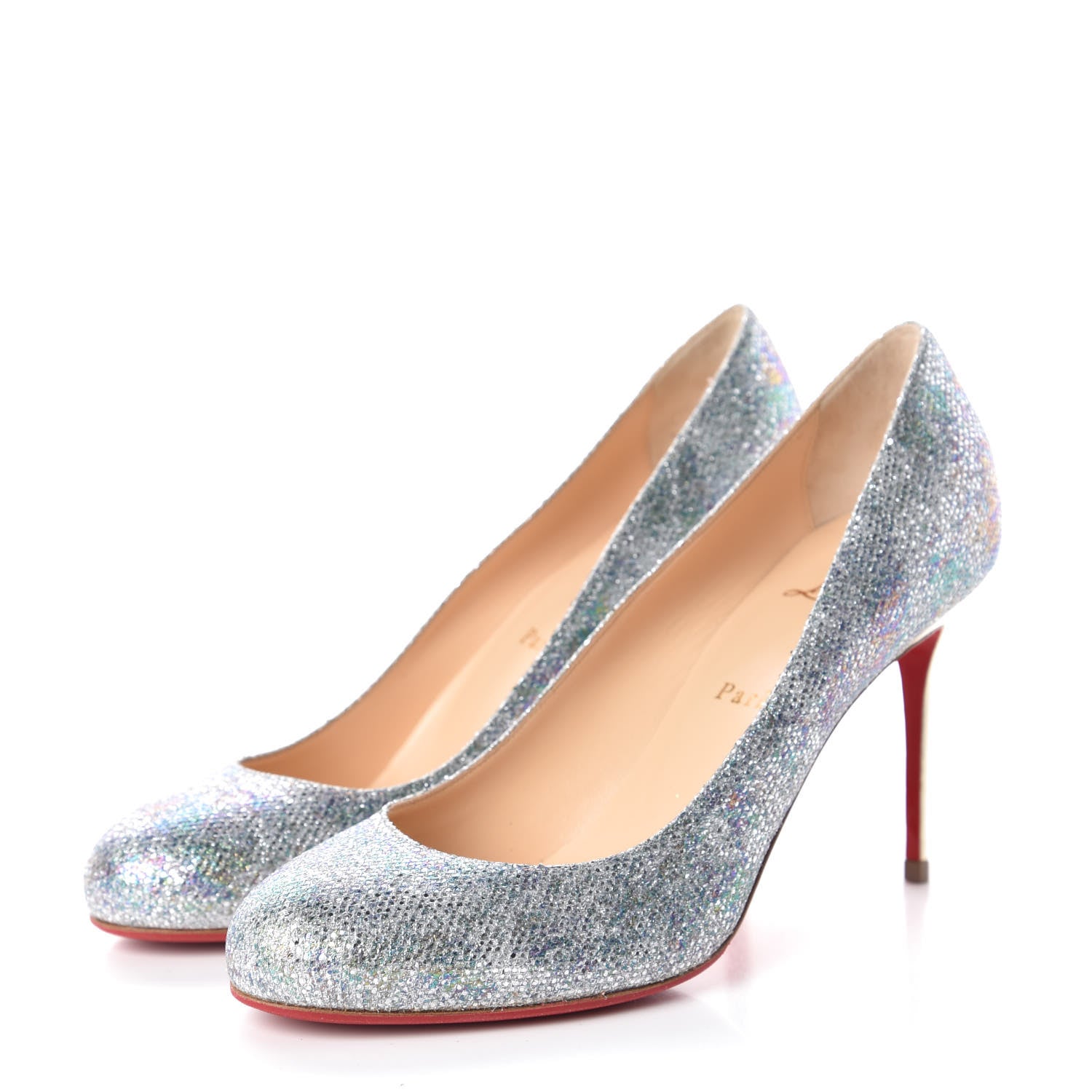 Christian Louboutin Glitter Canvas 100 Pumps 39.5 Silver 3 of 9