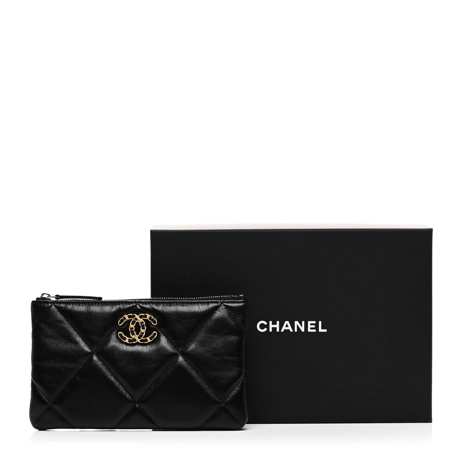 Chanel Goatskin Quilted Chanel 19 Cosmetic Case Black 11 of 11