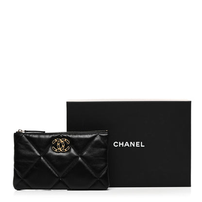 Chanel Goatskin Quilted Chanel 19 Cosmetic Case Black 11 of 11