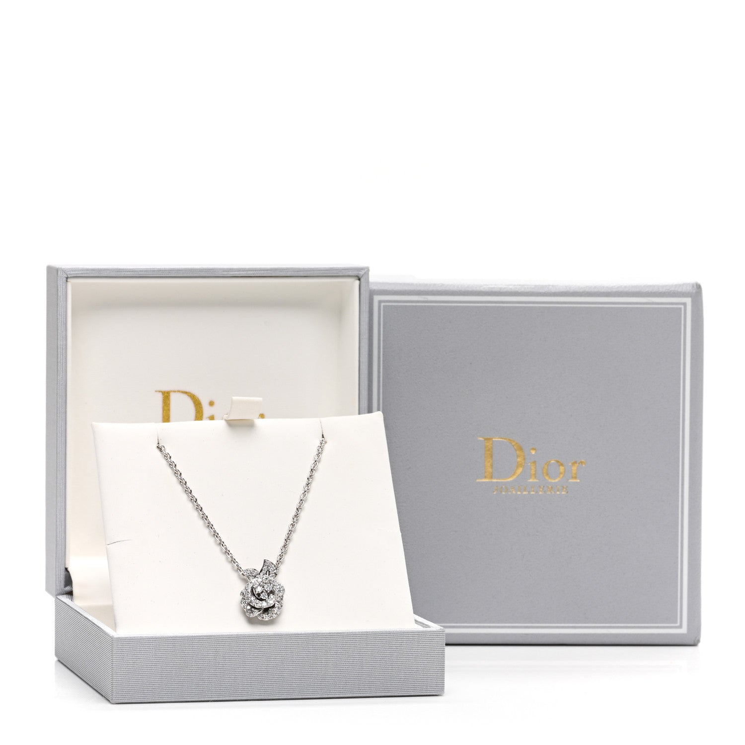 Christian Dior CHRISTIAN DIOR 18K White Gold Diamond Small Rose Dior Bagatelle Necklace 5 of 5
