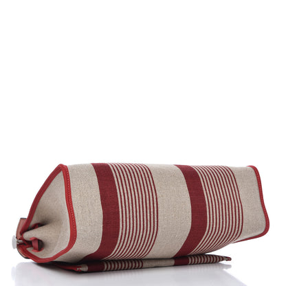 Hermes Vache Hunter Toile H Vibration Herbag Zip 31 PM Bordeaux Ficelle Rouge Piment 4 of 9