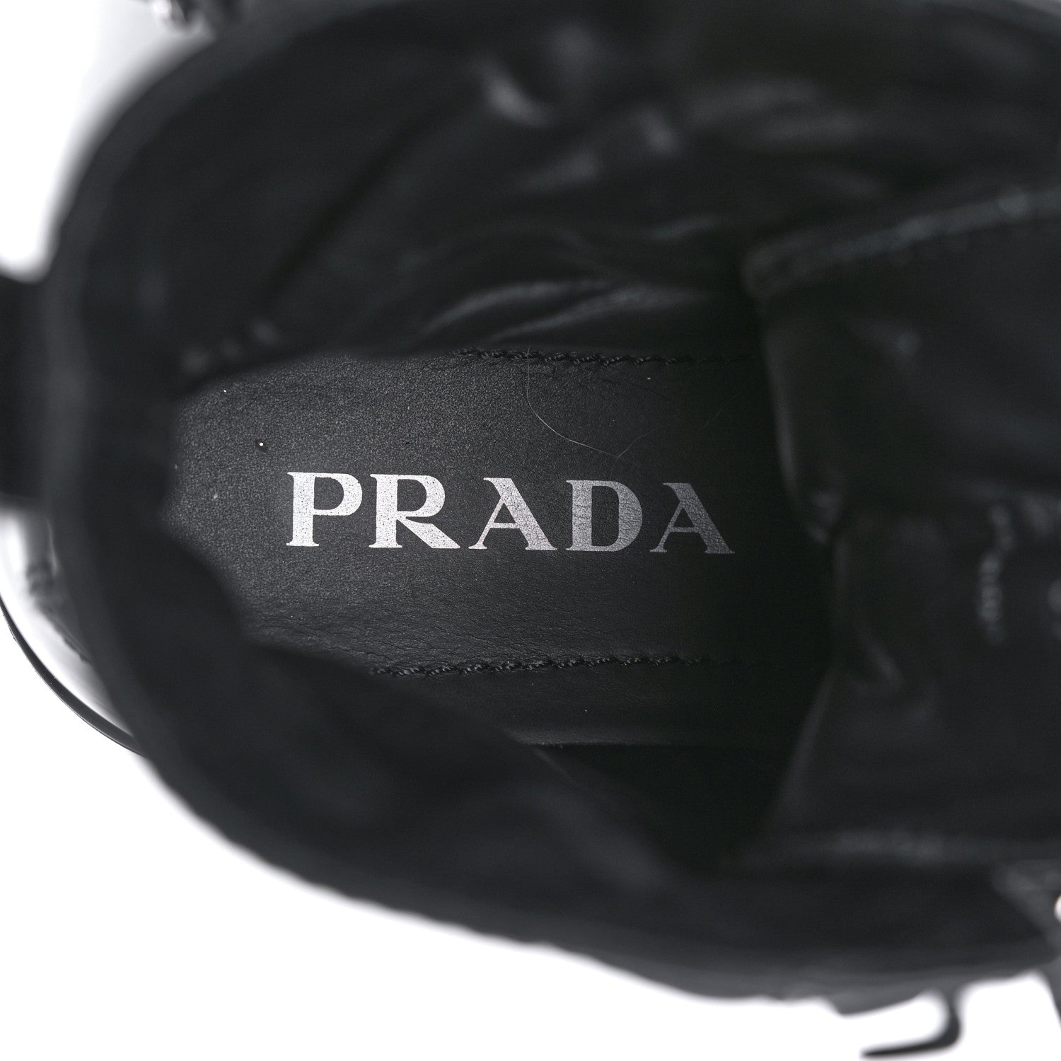 Prada Spazzolato Rois Nylon Metal Triangle Logo Monolith Pouch Pocket 55mm Boots 37 Black 8 of 8