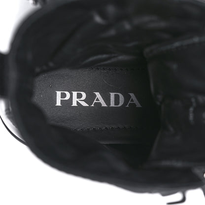 Prada Spazzolato Rois Nylon Metal Triangle Logo Monolith Pouch Pocket 55mm Boots 37 Black 8 of 8